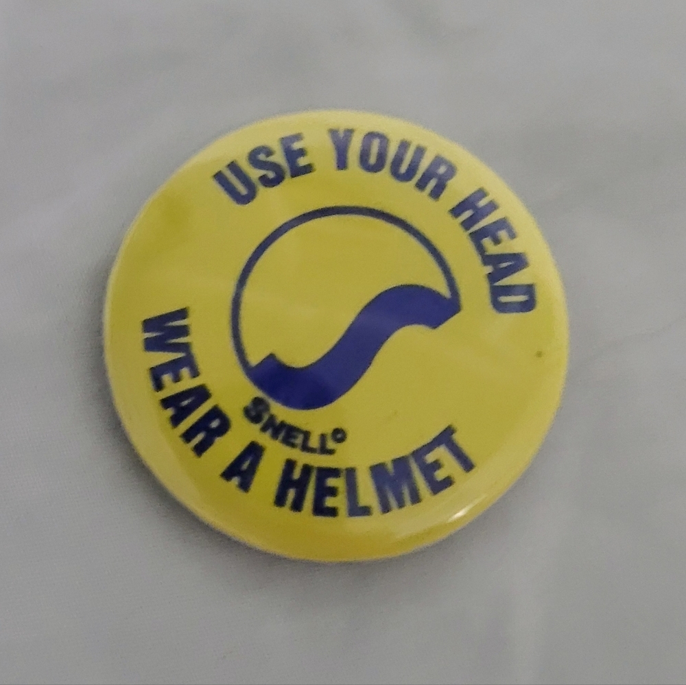 Vtg Snell Saftey Promo Use Your Head Wear A Helmet Button Pinback